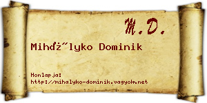Mihályko Dominik névjegykártya